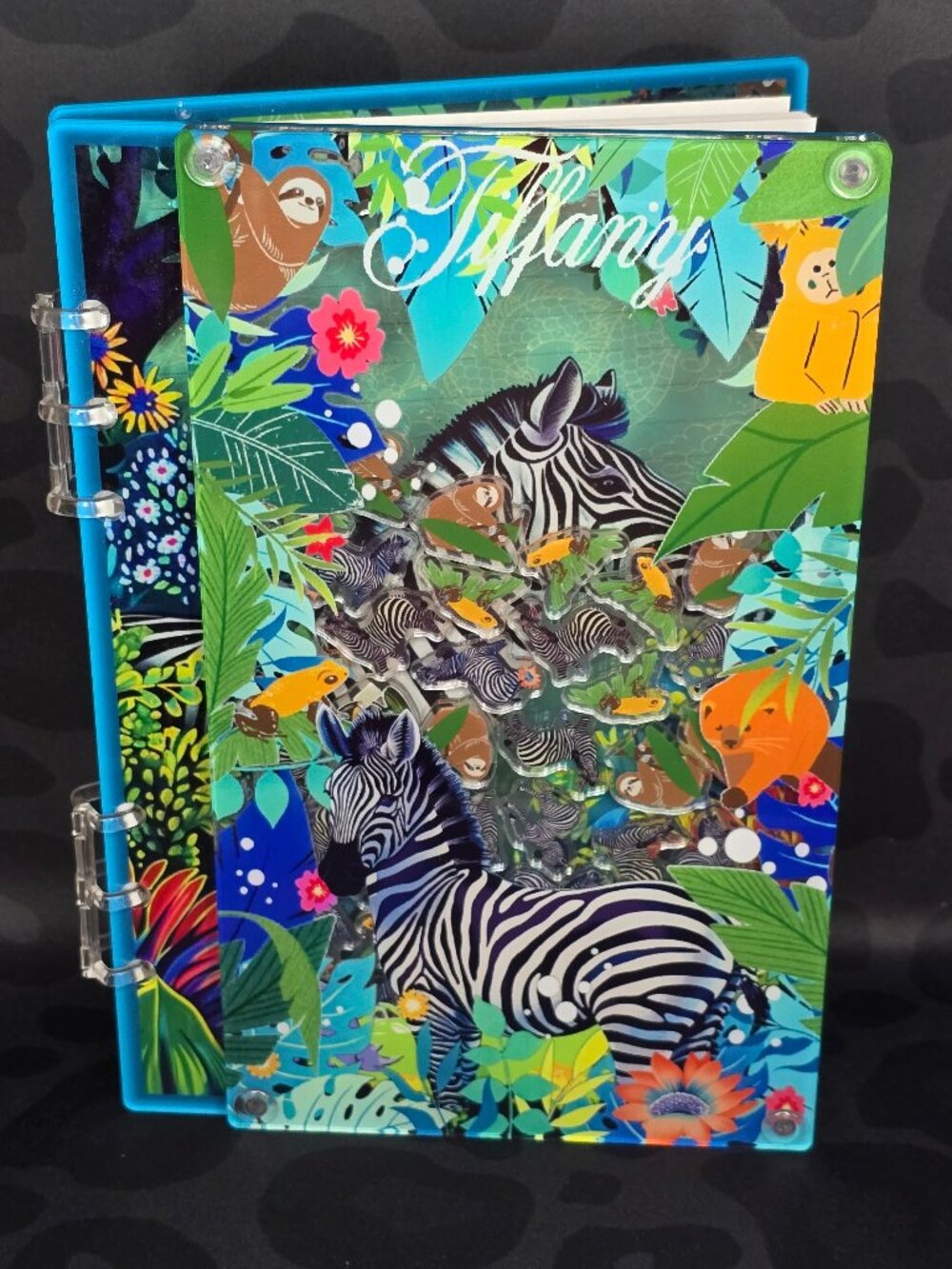 Acrylic Shaker Notebook Tiffany Zebra